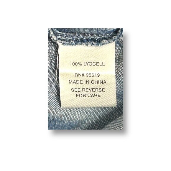 Studio JPR 1X Blue Chambray Denim Look Blouse Long Sleeve Tunic Top Boho Casual - Picture 9 of 10